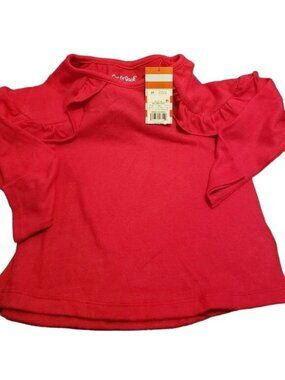Cat Jack Blouse Ruffle Knit Shirt Hot Pink Long Sleeved Girls Rayon New